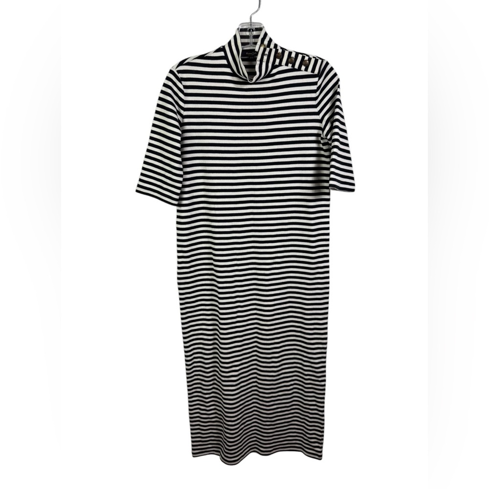 Massimo Dutti Striped Short Sleeve Midi Dress